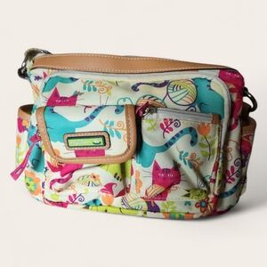 Colorful Cat Print Crossbody Bag - Vibrant Multicolor